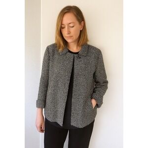 Blazer Jacket Womans Medium Tweed Houndstooth Minimalist Capsule Corpcore Office